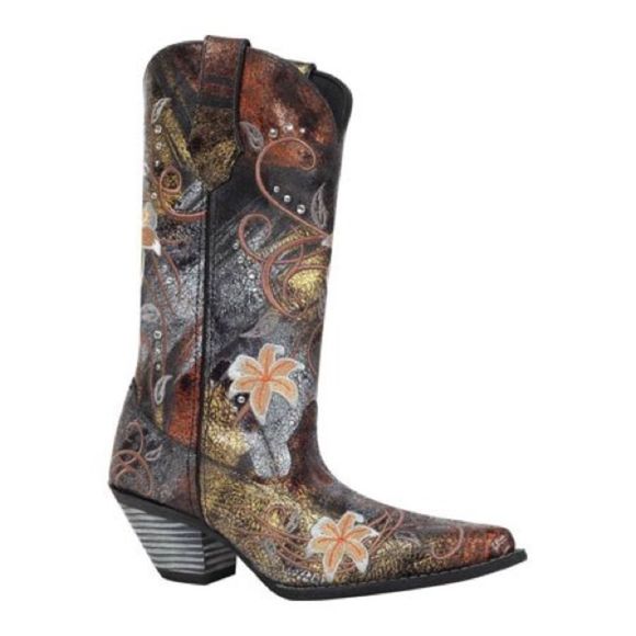 Durango 12" Floral Distressed Metallic Cowboy boot - Picture 3 of 16